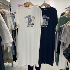 批发仿棉牛奶丝#韩版森系<b class='q'>连衣裙</b>夏季新款遮肚显瘦裙