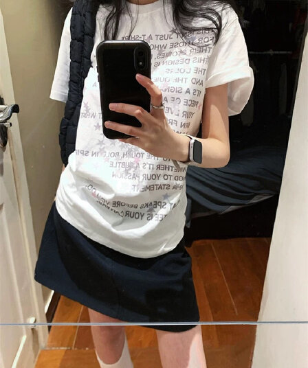 프린트 보안 버클 행침 카드 순면 220 그램 반팔 티셔츠