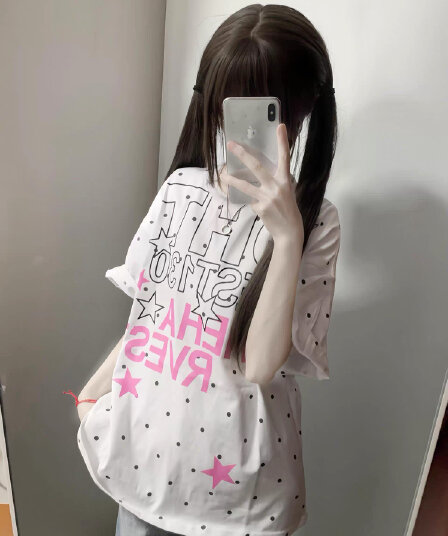 프린트 보안 버클 행침 카드 순면 220 그램 반팔 티셔츠
