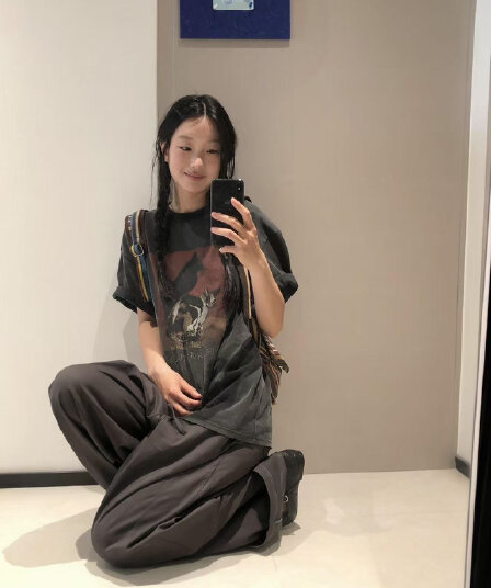 워싱 블랙 20 개 230 크 빗질하다 닫기 이후 패키지 칼라 루즈핏 프린트 반팔 티셔츠