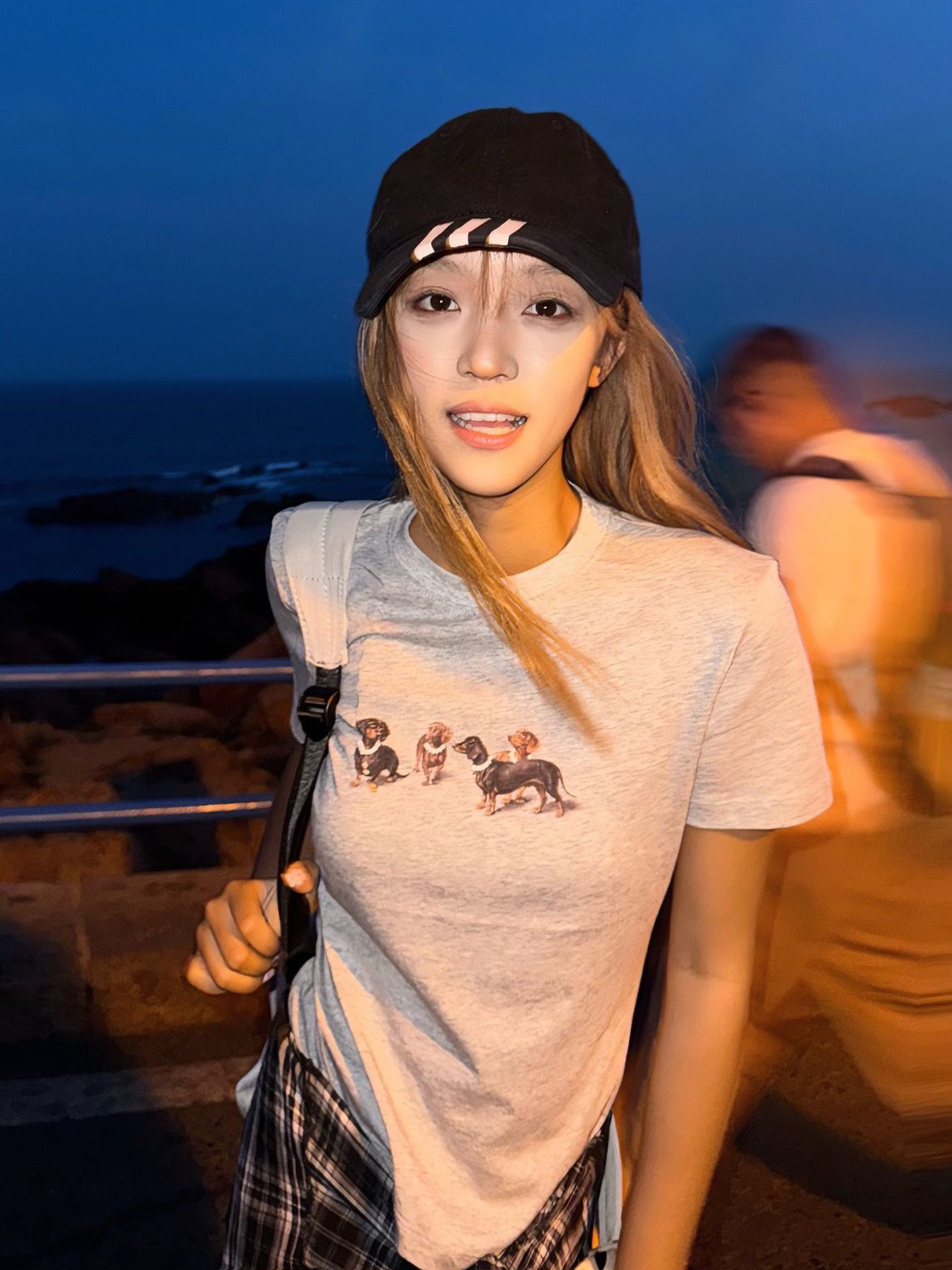아메리칸 레트로 긍정적 인 어깨 라운드 넥 프린트 반팔 티셔츠