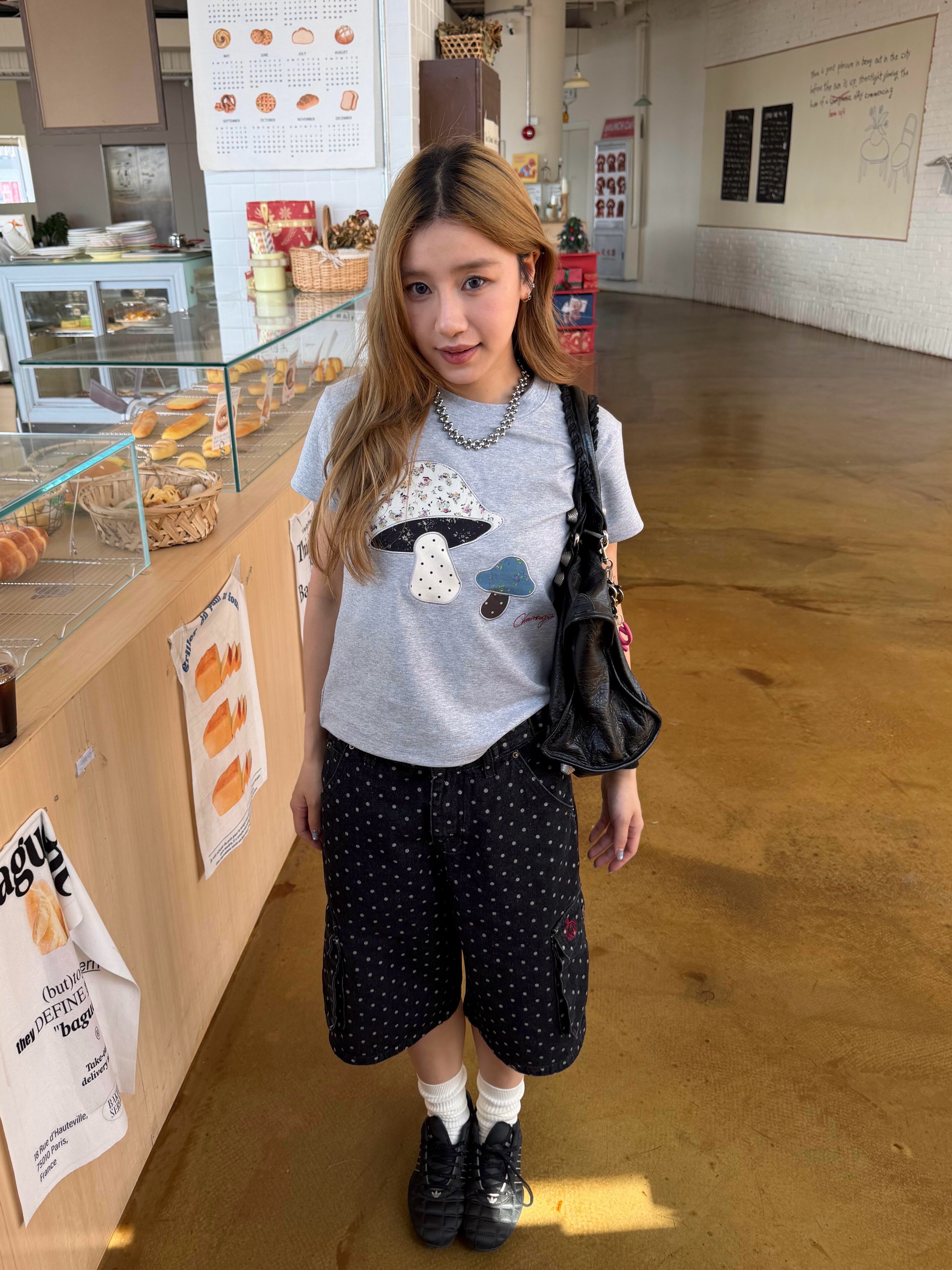 아메리칸 레트로 긍정적 인 어깨 라운드 넥 프린트 반팔 티셔츠