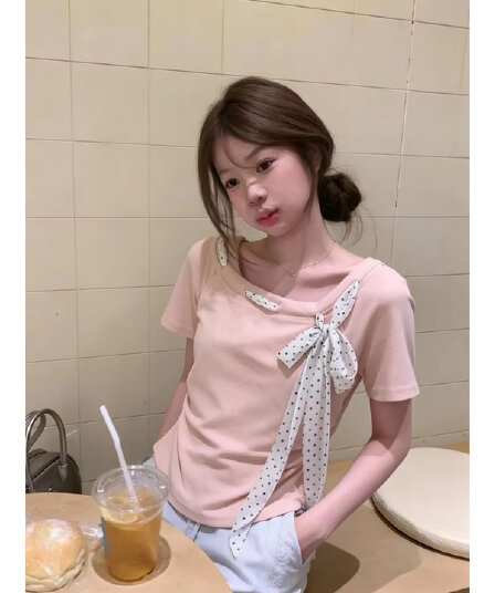 한 부서 달콤한 매운맛 나비 매듭 리본 쇼트 스타일 맨위