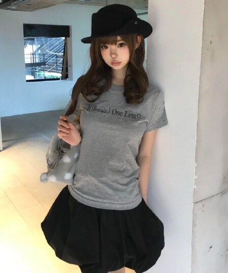 아메리칸 레트로 긍정적 인 어깨 라운드 넥 프린트 반팔 티셔츠