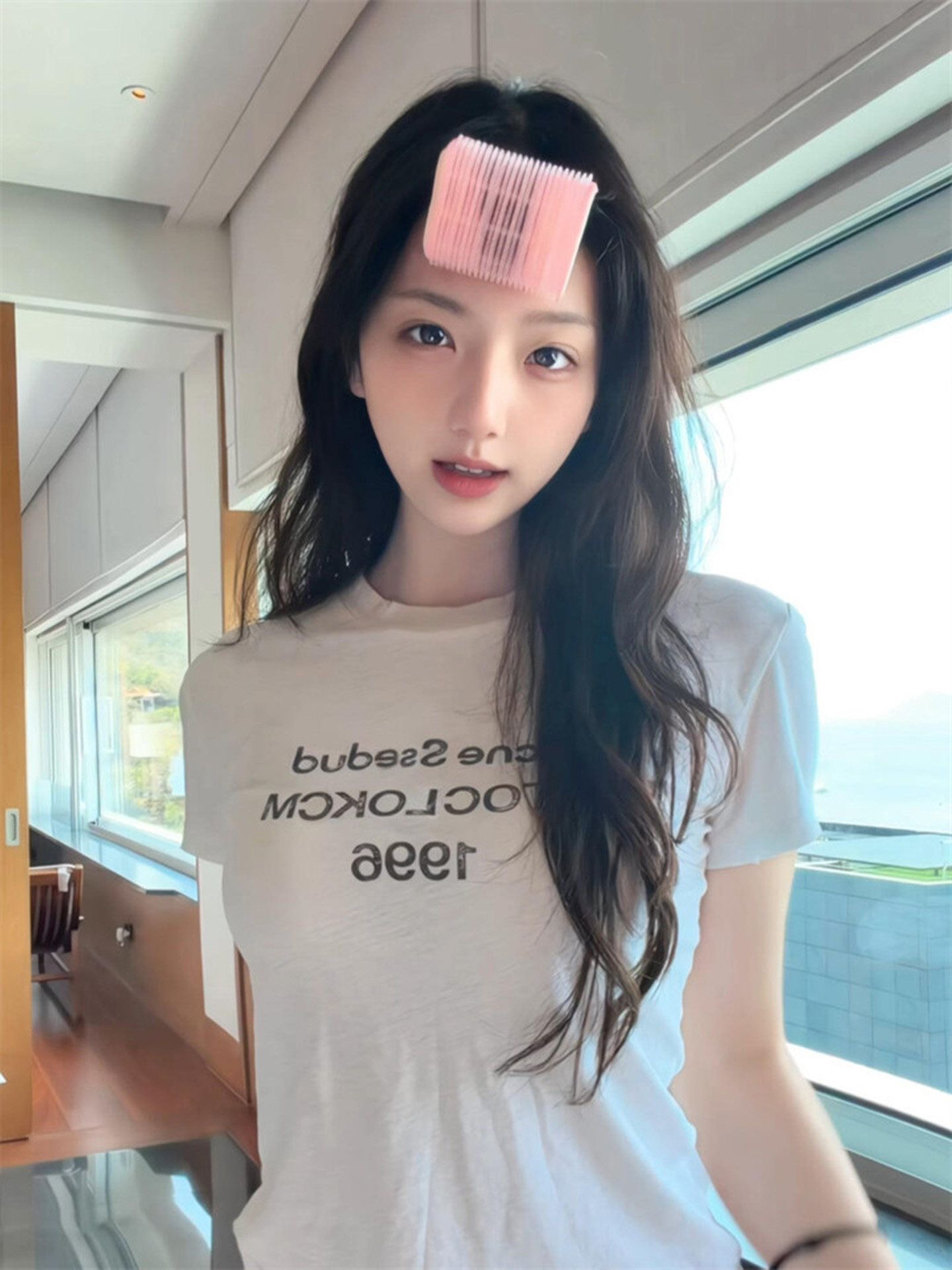 아메리칸 레트로 라운드 넥 긍정적 인 어깨 프린트 반팔 티셔츠