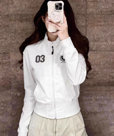 아메리칸 3개 바 알파벳 프린트 자외선 차단 의류 여성 2026 여름 스탠드 칼라 펌프 로프 쇼트 스타일 얇고 가벼운 자외선 차단 재킷