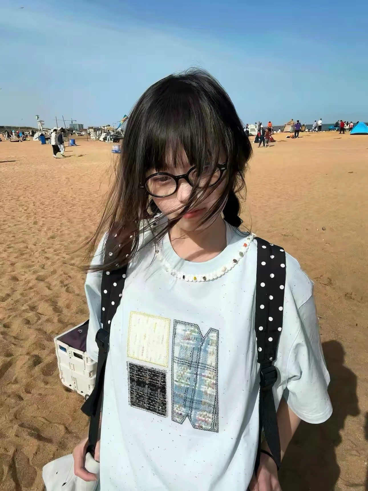 자수 부형제 광저우 무지개 포인트 반팔 티셔츠