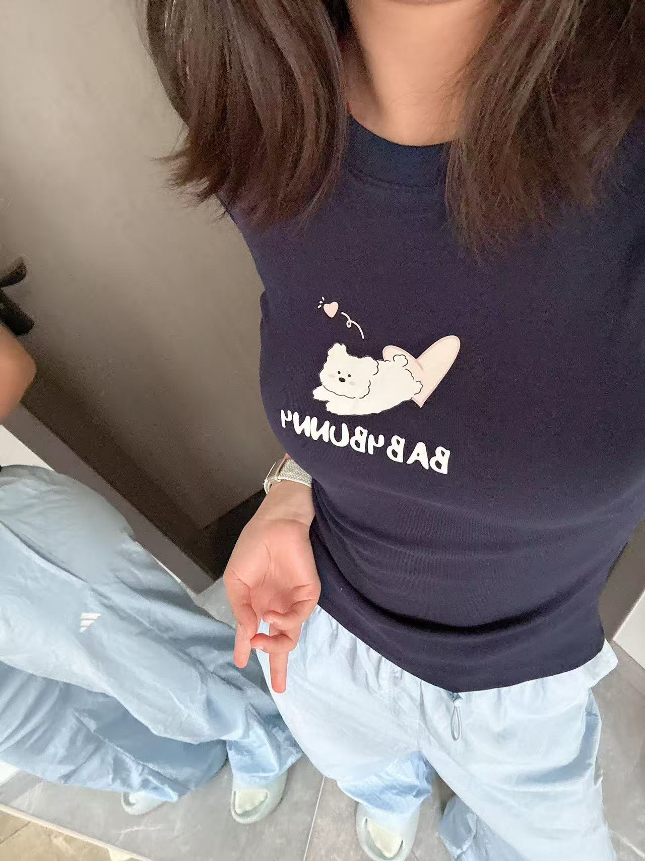 아메리칸 레트로 긍정적 인 어깨 라운드 넥 프린트 반팔 티셔츠