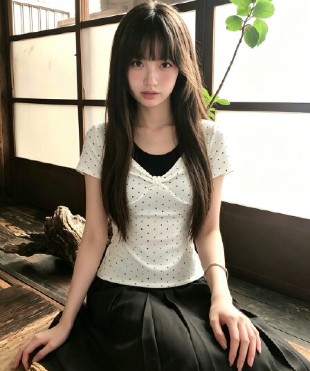 40 빗질하다 92 면 8 암모니아 Lun 착용 가져 가라. 도트 무늬 반팔 여성 초기 여름