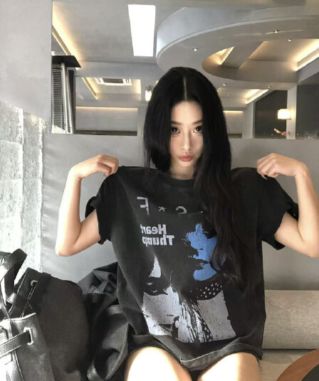 워싱 블랙 20 개 230 크 빗질하다 닫기 이후 패키지 칼라 루즈핏 프린트 반팔 티셔츠