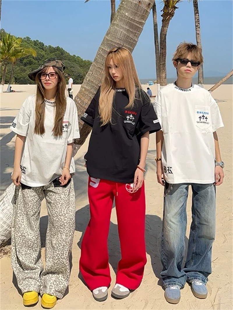 좋은 품질 원본 주문 표준 자수 네리 가게 천 19 지점 220 그램 순면 반팔 티셔츠