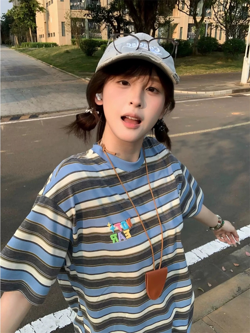 자수 네리 가게 천 순면 220 그램 반팔 티셔츠