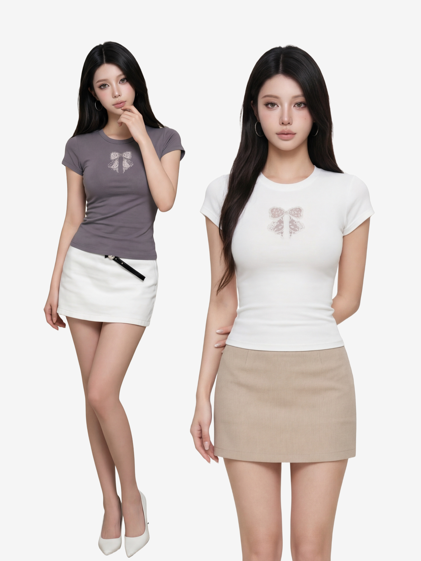 210 그램 좋은 면 한 부서 품격 나비 매듭 라운드 넥 반팔 티셔츠 여성 여름 로드 중 몸매 가꾸기 슬림해 보이는 맨위