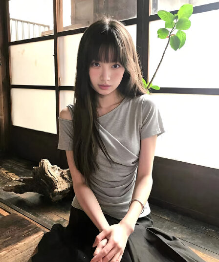 아메리칸 핫걸 오프숄더 주름 반팔 티셔츠
