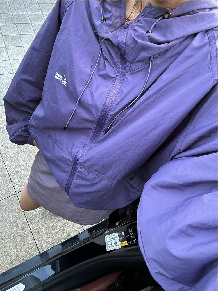 보라색 야외 사이클링 캠핑 후드 자외선 차단 의류 남녀 여름 국방 자외선 얇고 가벼운 통기성 긴팔