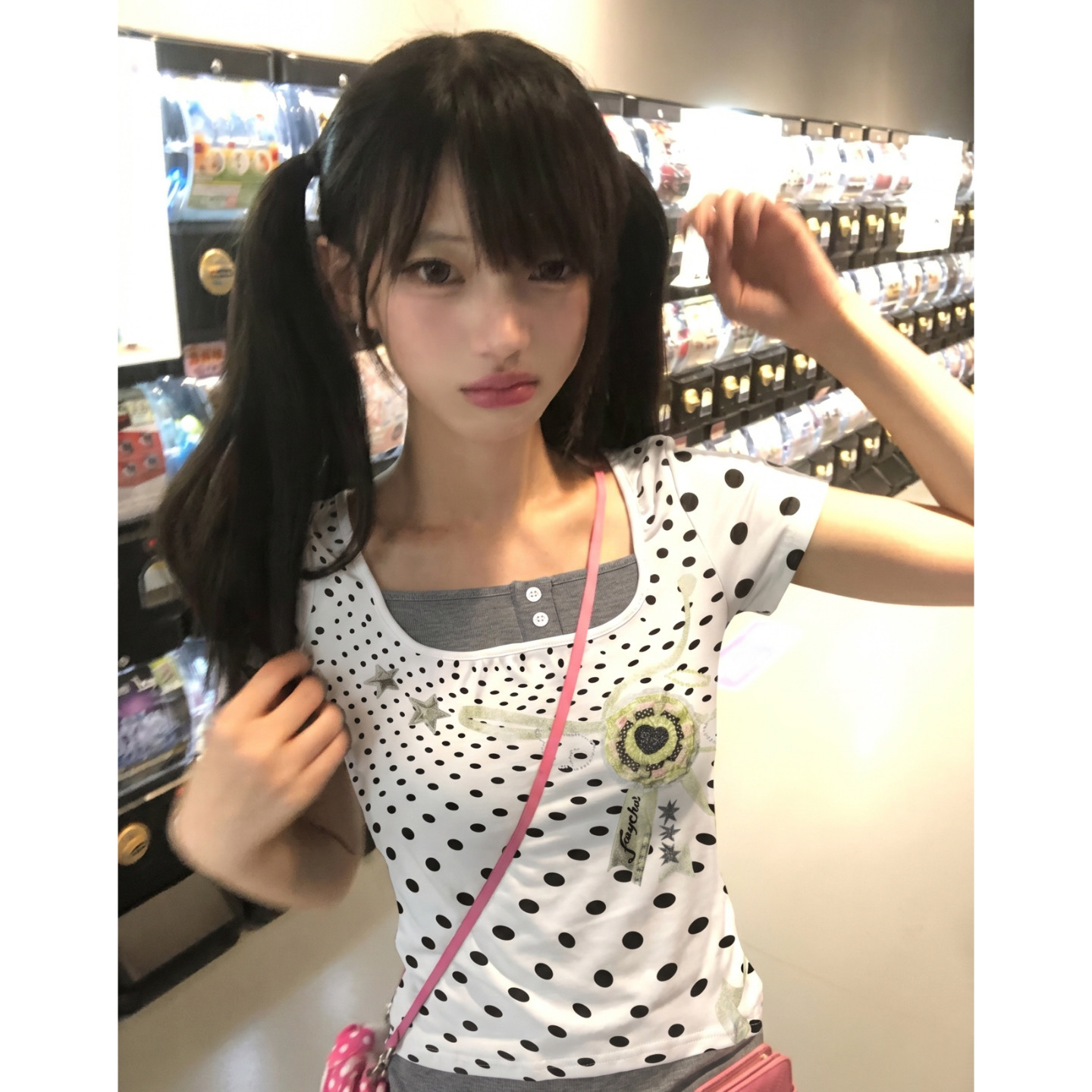 광저우 원단 인쇄 210 그램 95 면 40s 오스트리아 델 달콤함 가짜 두 조각 도트 무늬 반팔
