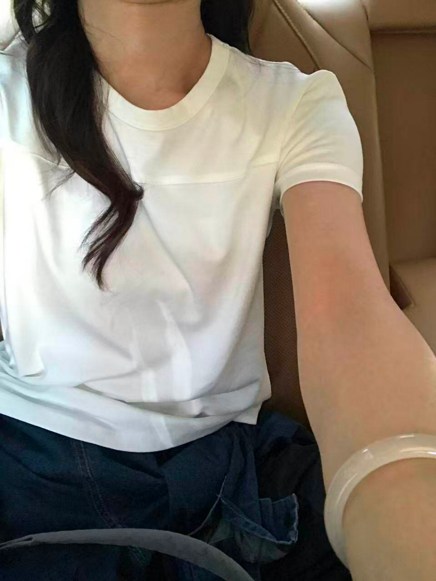 훌륭함 그램 실크 눈꽃 2 2+ 반팔 티셔츠 일반 몸매 가꾸기 라운드 넥 분할
