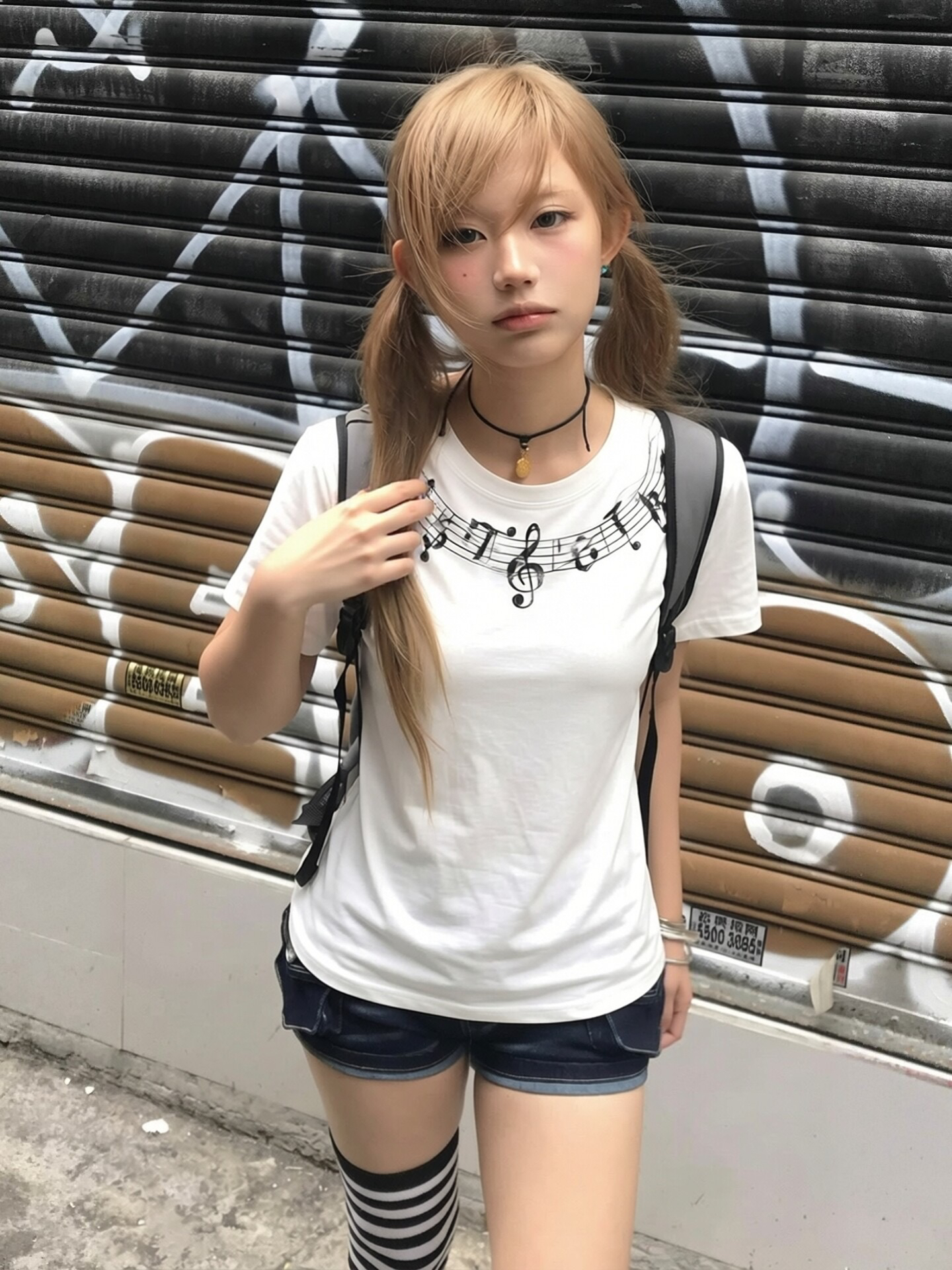 아메리칸 레트로 긍정적 인 어깨 라운드 넥 프린트 반팔 티셔츠