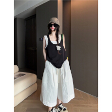 批发[40支精棉1X1】时尚2026年夏季<b class='q'>新款</b>宽松气质撞色背心女无袖上衣