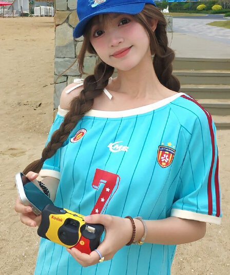 아메리칸 거리 비스듬한 칼라 배색 운동 티셔츠 반팔 저지 여성 여름 새로운 커플 섹션 맨위