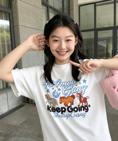 자수 네리 가게 천 프린트 19 지점 220 그램 순면 반팔 티셔츠
