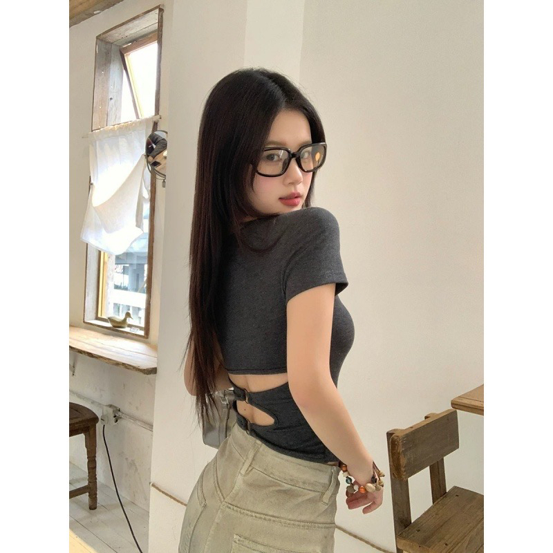 260 그램 사람들 면 순수한 욕망 이슬 허리 티셔츠 여성 여름 새로운 레트로 달콤한 핫걸 몸매 가꾸기 쇼트 스타일 다용도 반팔 맨위