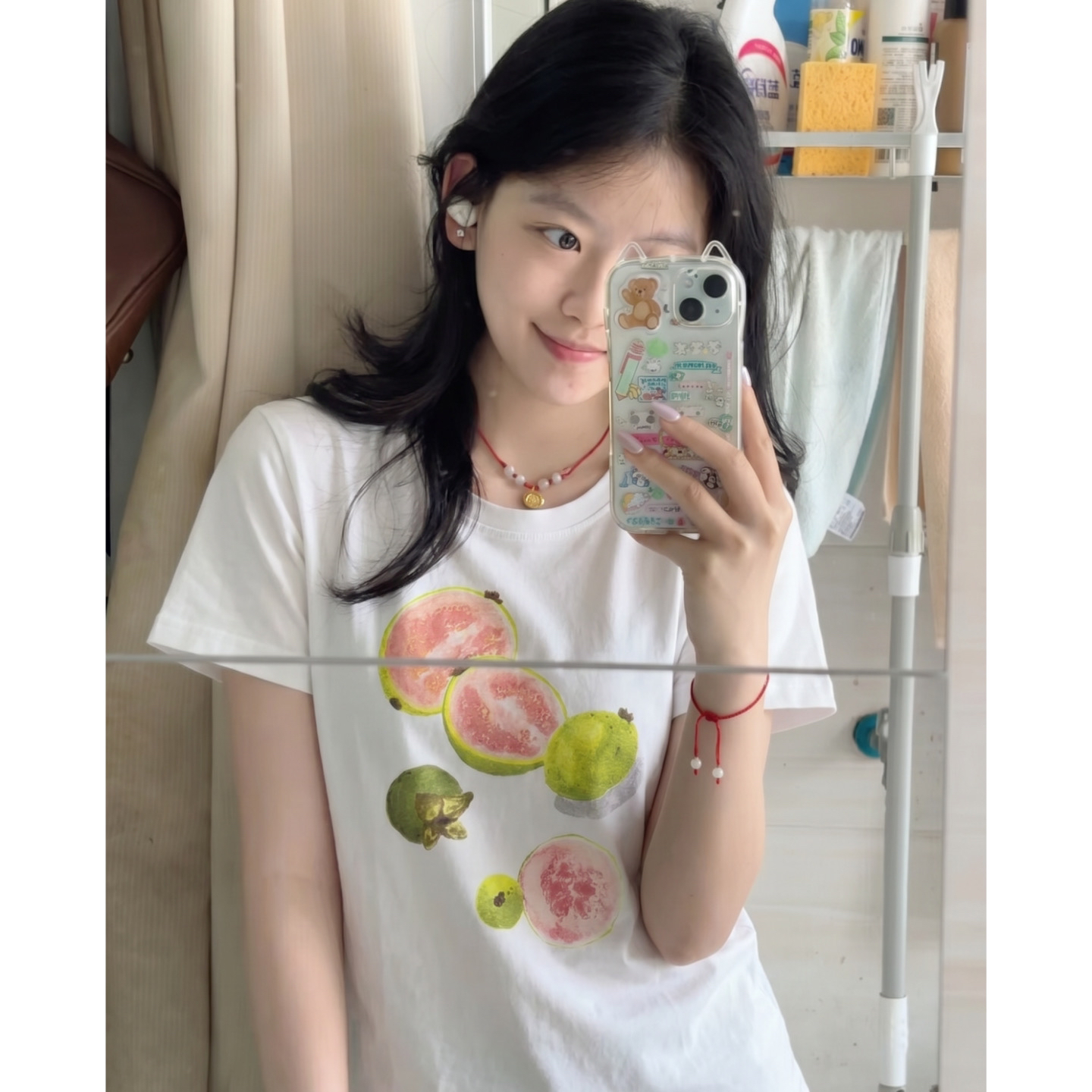 아메리칸 레트로 라운드 넥 반팔 프린트 티셔츠