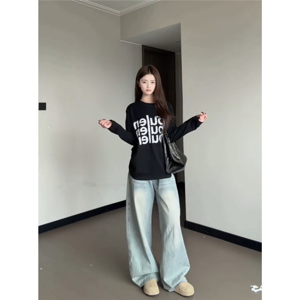 느긋한 바람 한 부서 루즈핏 슬림해 보이는 다용도 알파벳 프린트 마이크로 ~을 통해 긴팔 자외선 차단 블라우스