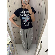 批发美式复古正肩印花短袖T恤女2026夏季<b class='q'>街头</b>百搭修身辣妹上衣