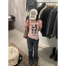 批发美式复古正肩印花短袖T恤女2026夏季<b class='q'>街头</b>百搭修身辣妹上衣