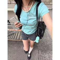 批发美式复古正肩印花短袖T恤女2026夏季<b class='q'>街头</b>百搭修身辣妹上衣