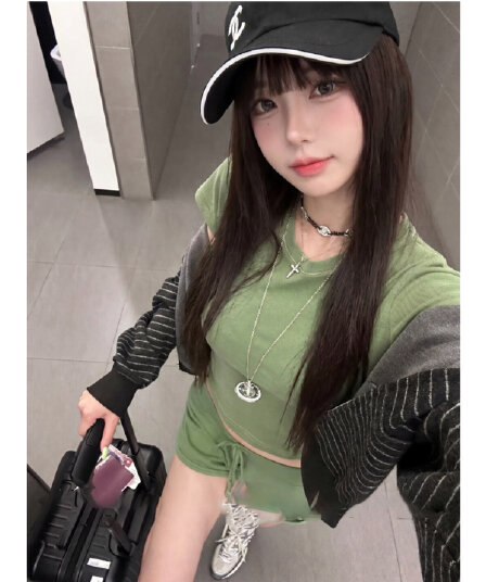 원본 원단 40s 좋은 면 원본 솜씨 한 부서 핫걸 몸매 가꾸기 쇼트 스타일 반팔 맨위 반바지 세트