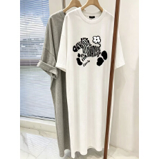 批发仿棉<b class='q'>牛奶</b><b class='q'>丝</b># 韩系趣味印花大码中长款开叉宽松显瘦裙子
