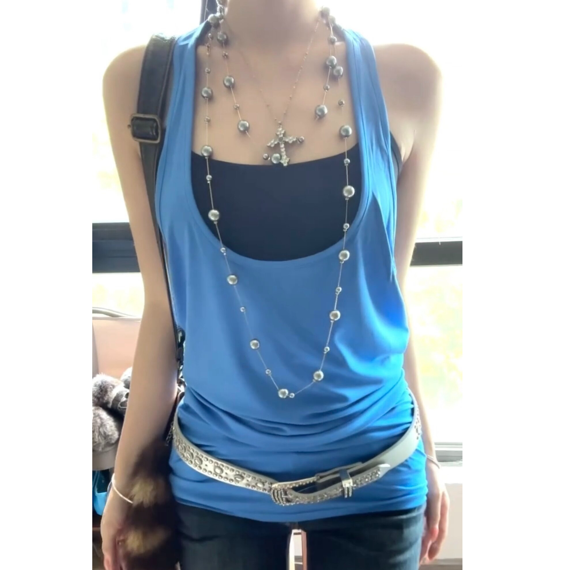 한 부서 사실 두 조각 스택 착용 행침 목 캐미솔 여름 배색 핫걸 몸매 가꾸기 섹시함 외출용 민소매 맨위