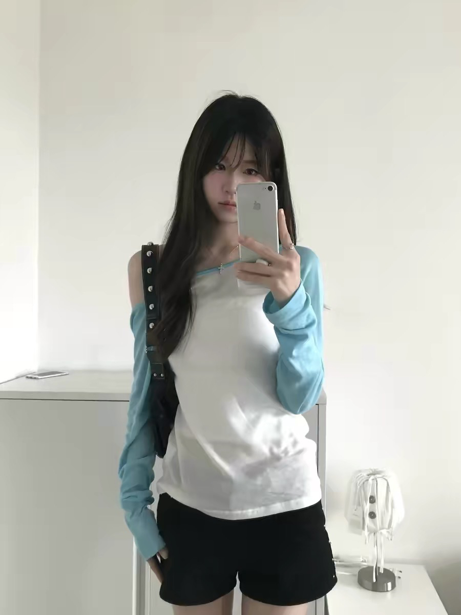 광저우 원단 눈꽃 면 긴팔 자외선 차단 블라우스 맨위