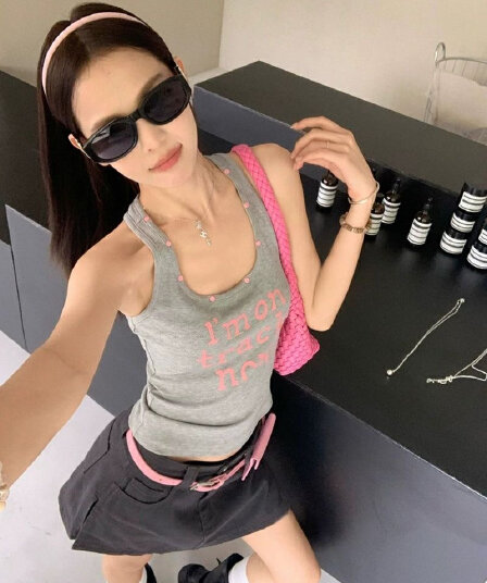 210 그램 40 순면 징 알파벳 프린트 캐미솔 몸매 가꾸기 민소매 맨위
