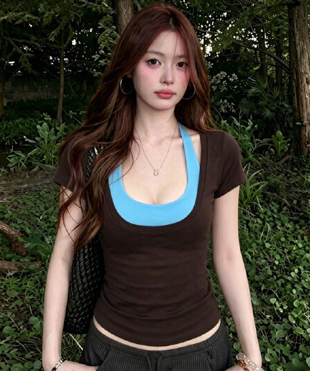 벨트 가슴 패드 원본 종류 광저우 원단 한 배색 행침 목 투피스 조끼