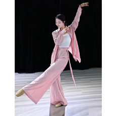 批发2026新款现代舞服女宽松显瘦长袖衬衫上衣爵士舞练功服舞蹈服套装