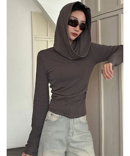 순수한 욕망 바람 패션 후드 기본 셔츠 가을 새로운 작은 대중 몸매 가꾸기 슬림해 보이는 맨위 연령 감소 다용도 긴팔 티셔츠