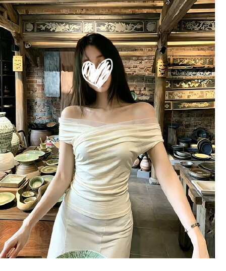 40 차가운 실크 코튼 원본 것 여름 새로운 프랑스식 십자가 디자인 센스 핫걸 순수한 욕망 맨위