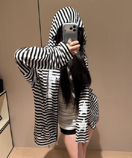 원본 티타늄 합금 지퍼 헤드 국방 눈꽃 면 자외선 차단 블라우스 여성