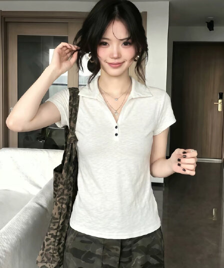 광저우 원단 반팔 티셔츠 여성
