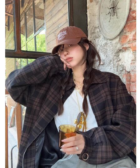 좋은 품질 원본 올린 사람 : 에디션 원본 체크무늬 브라운 블랙 체크무늬 재킷 여성 코트 봄 가을 체크무늬 맨위