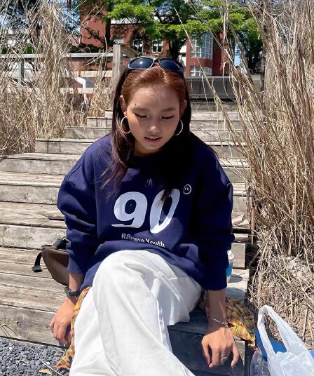 후아 면 복합 프린트 라운드 넥 후드티 여성 얇은 스타일 털이 있는