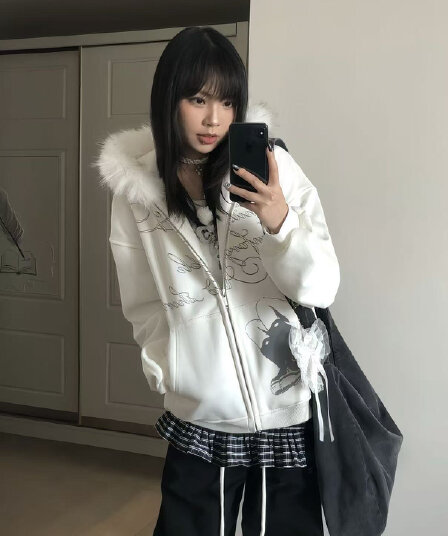 있음 선적 얇은 스타일 원본 솜씨 아니요 해체 모피 칼라 순수한 Mianhua 면 후드 티 스웨터