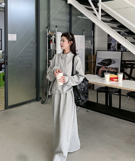 2026 가을 의상 새로운 느긋한 바람 디자인 고급 다용도 긴팔 짧은 외투 하이웨이스트 반신 스커트 패션 세트