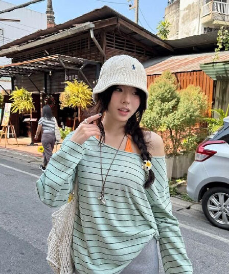 투피스 세트 조끼 벨트 가슴 패드 대나무 마디 리브 얇은 스타일 자외선 차단 긴팔 여성 루즈핏 블라우스