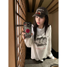 批发美式<b class='q'>街头</b>人像印花圆领长袖t恤女秋季嘻哈潮流重磅纯棉宽松上衣潮