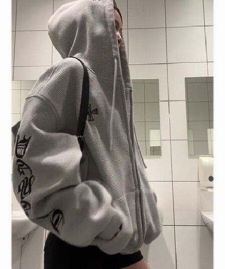 얇은 스타일 털이 있는 원본 솜씨 후아 남편 그리드 복합 후드티 여성