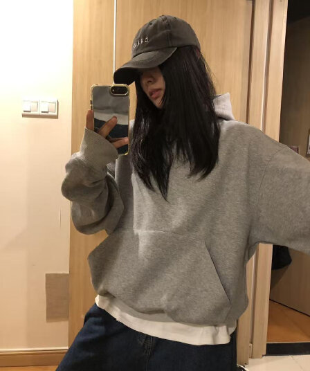 후아 면 복합 얇은 스타일 320 그램 털이 있는 420g 헝겊 느낌 단색 없음 모자 로프 후드 티 스웨터